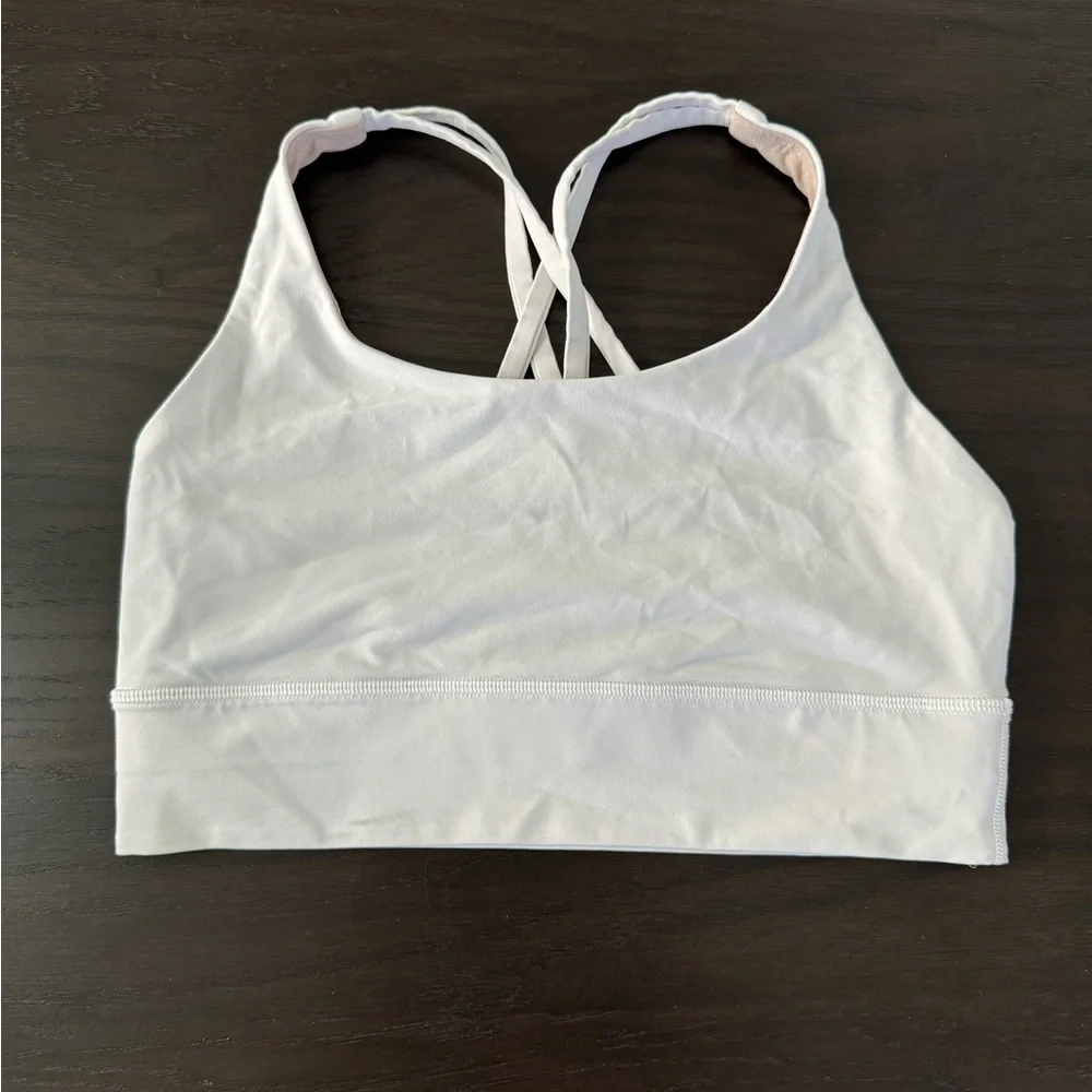 Size 8 White Lululemon Energy Longline Bra Medium Support - Picture 5 of 6